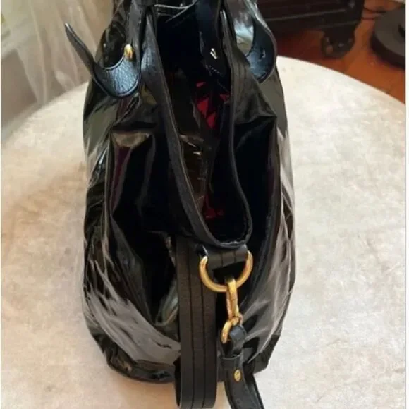 *Marc Jacobs* Black Patent Hobo Tote EUC